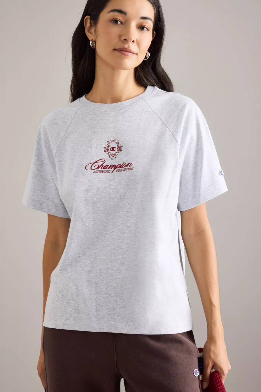 champion embroidered raglan-sleeve t-shirt