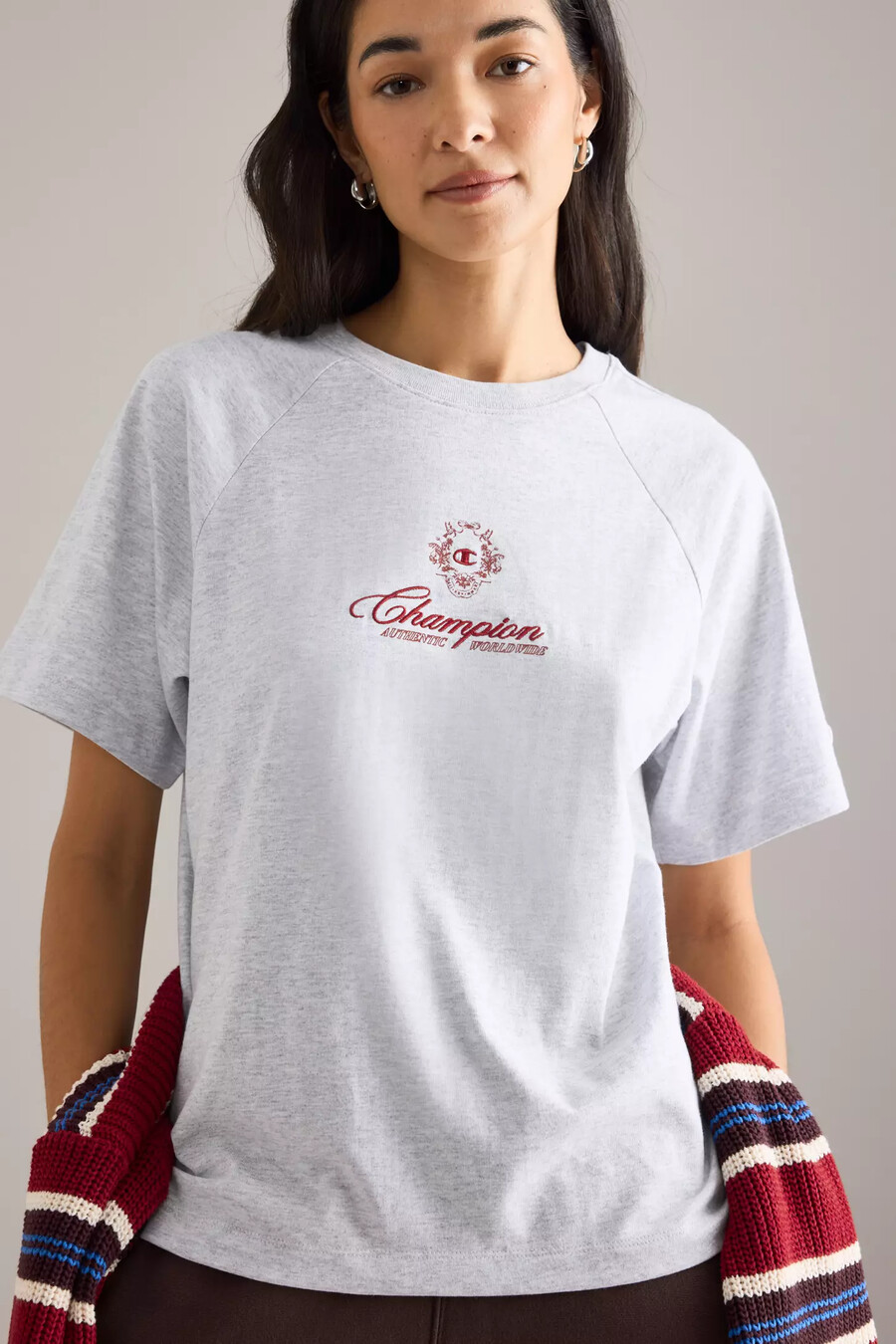 champion embroidered raglan-sleeve t-shirt