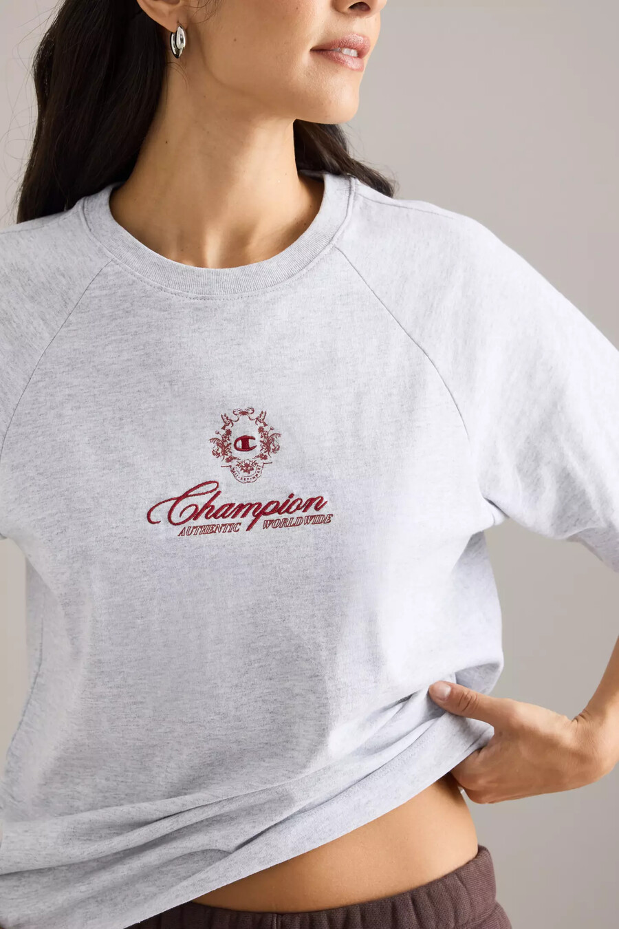champion embroidered raglan-sleeve t-shirt