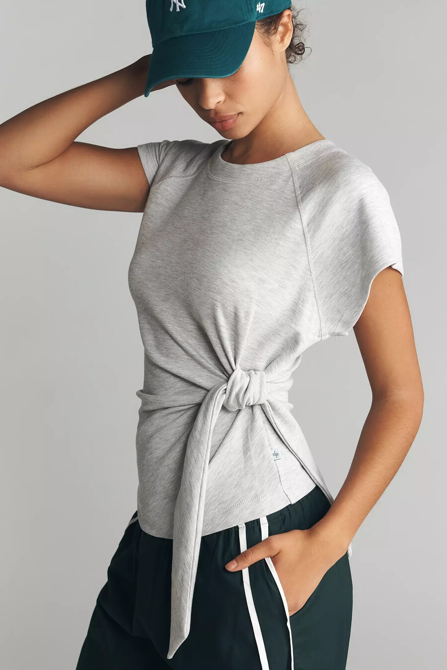 daily practice belted short-sleeve top
