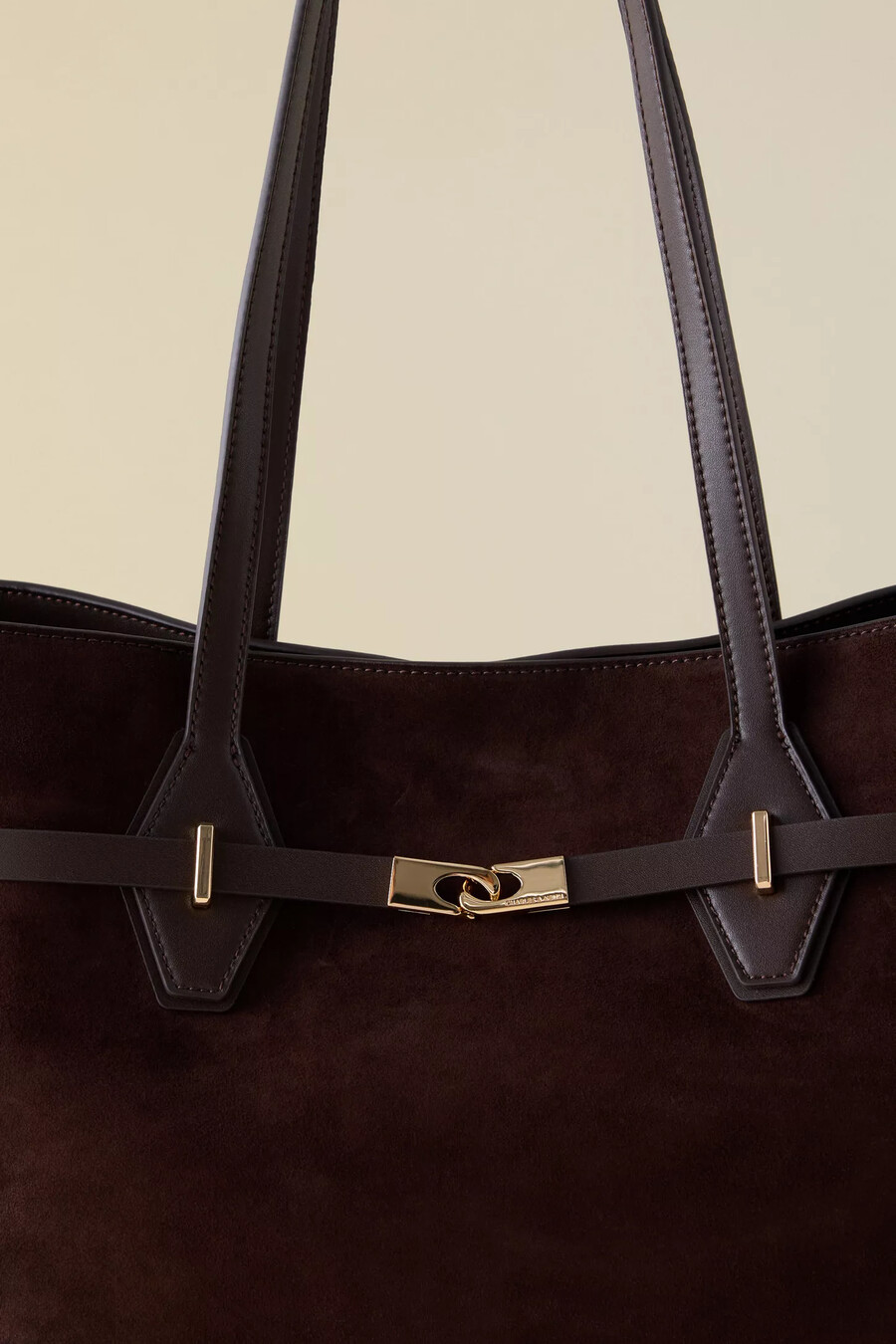 charles keith xl arlet recycled suede tote bag