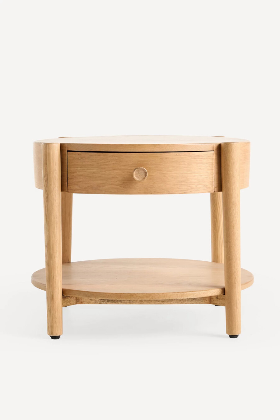 roma oak round side table