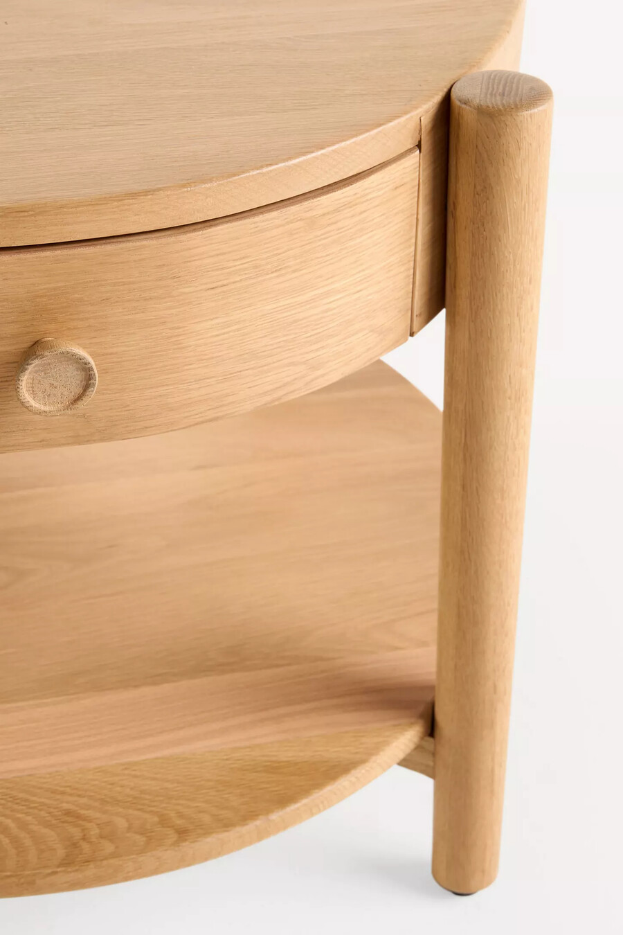 roma oak round side table