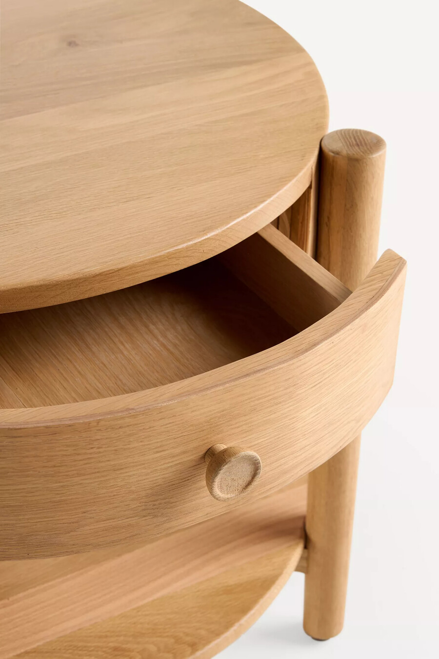 roma oak round side table