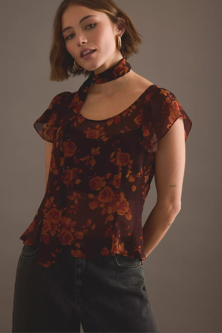 kitri clementina autumn rose print top
