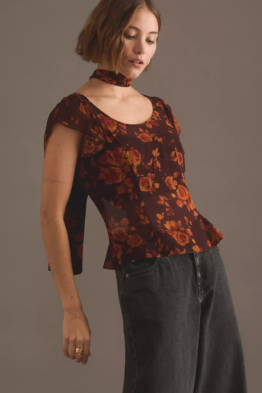kitri clementina autumn rose print top