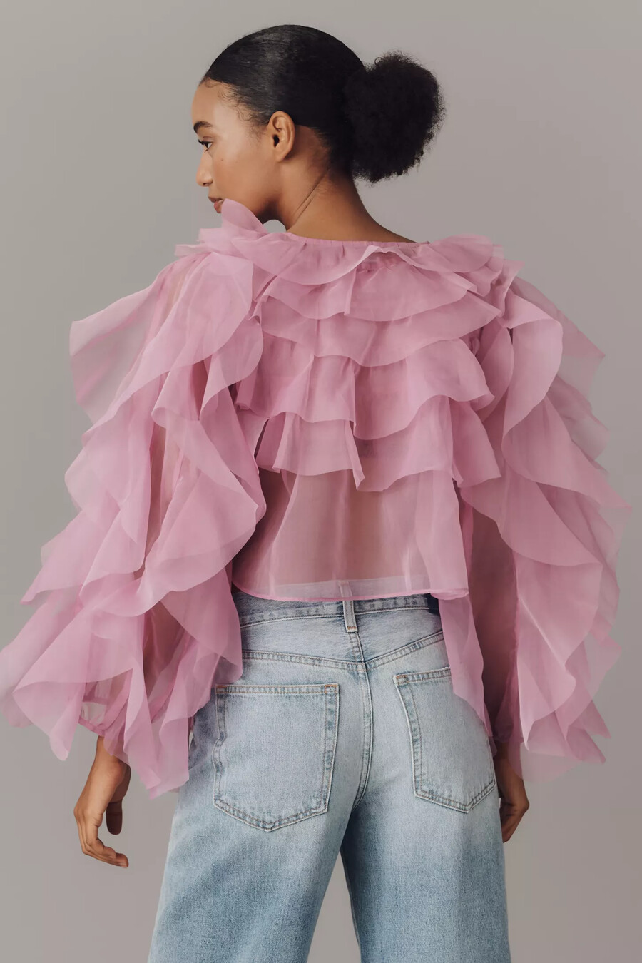 maeve organza ruffled sheer top