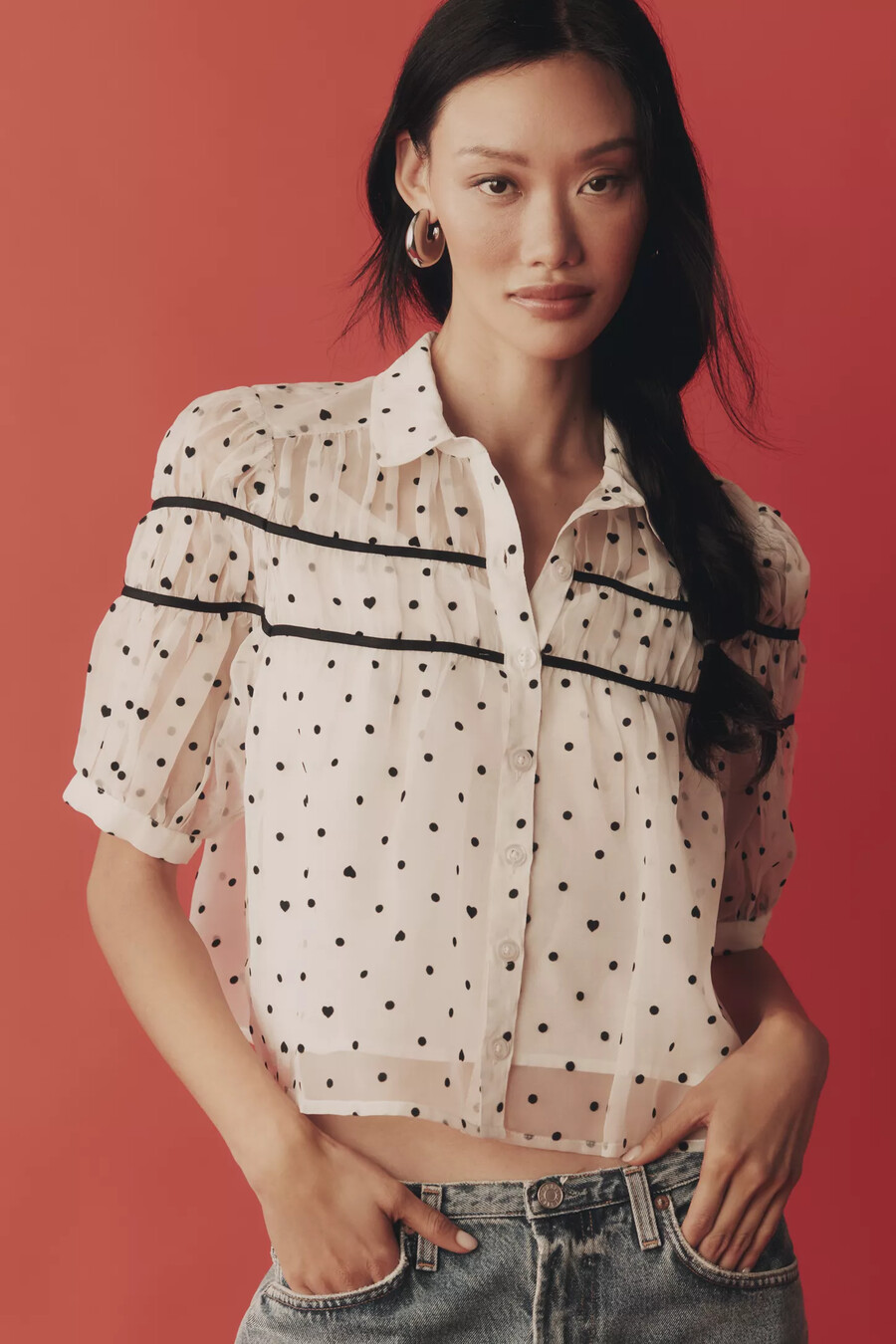 the leandra shirred yoke blouse by maeve