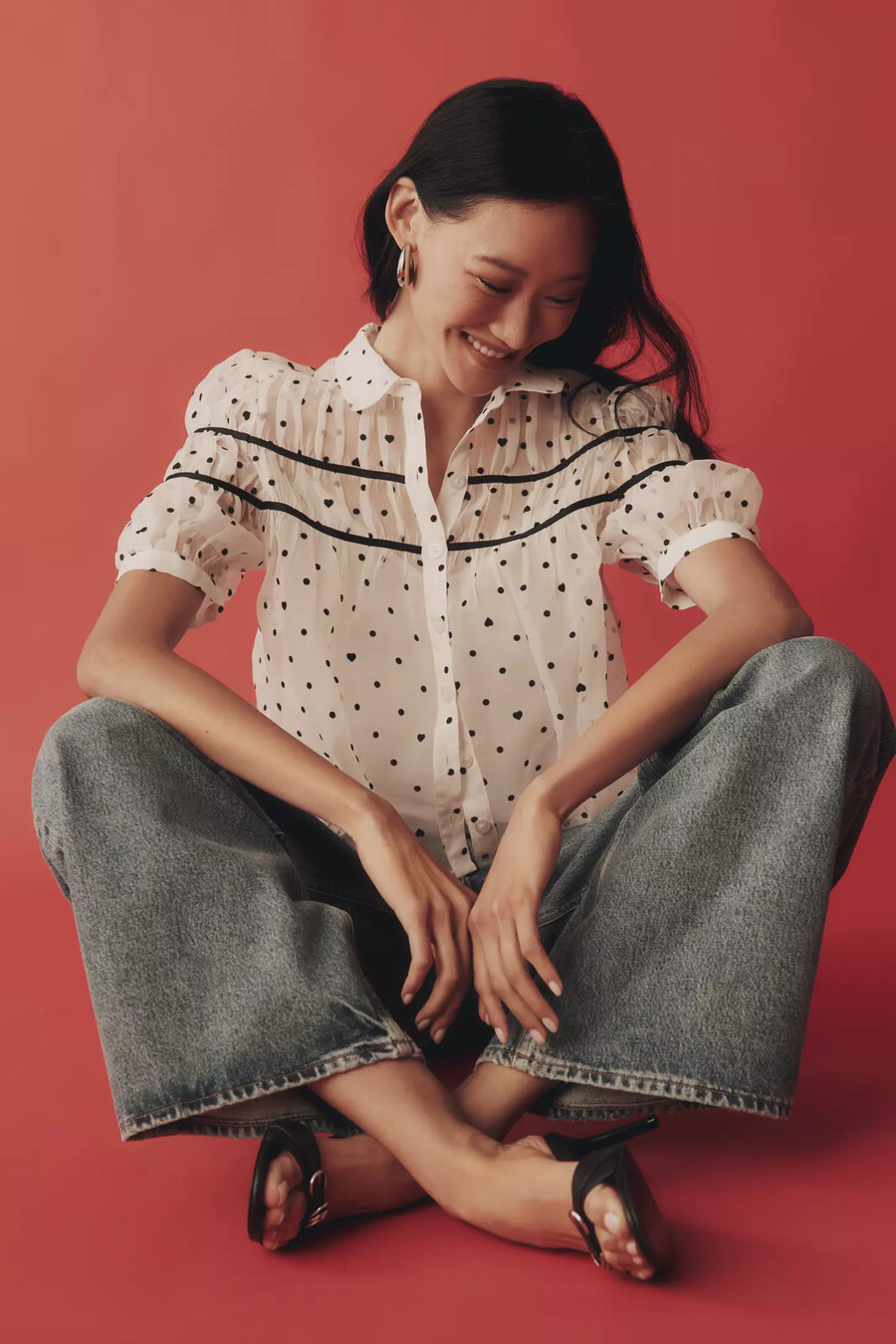 the leandra shirred yoke blouse by maeve