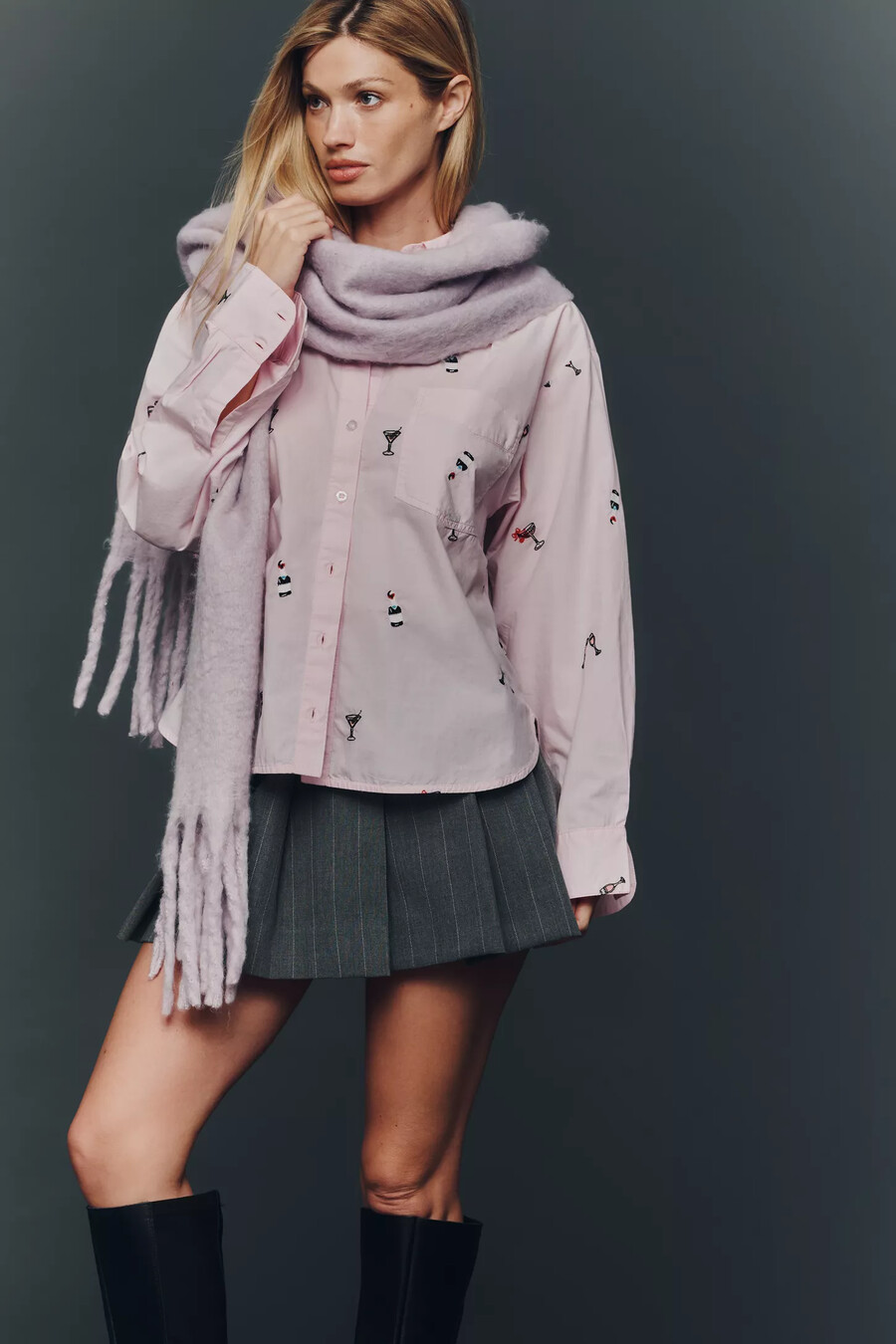 the shrunken bennet lurex stripe buttondown shirt by maeve
