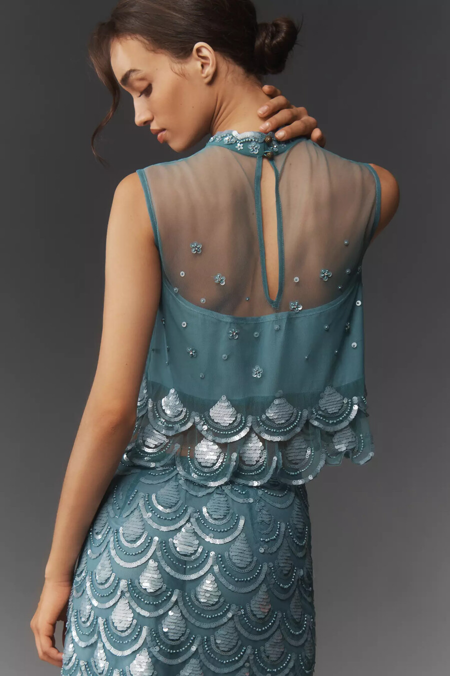 maeve beaded scallop sequin crop tank top