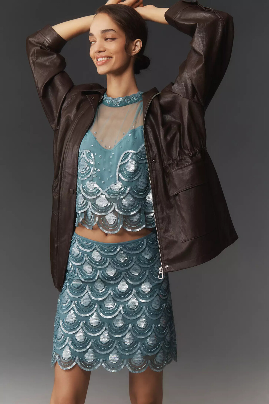 maeve beaded scallop sequin crop tank top