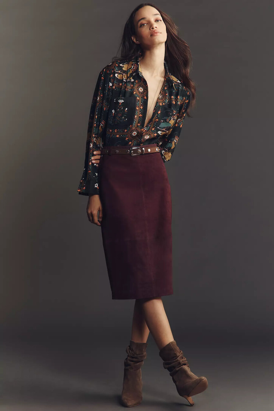 by anthropologie relaxed long-sleeve floral shirt
