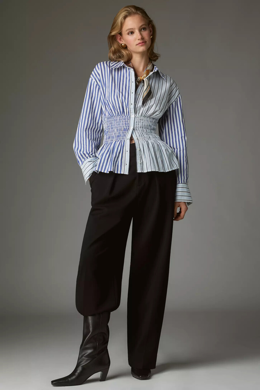 maeve smocked buttondown shirt