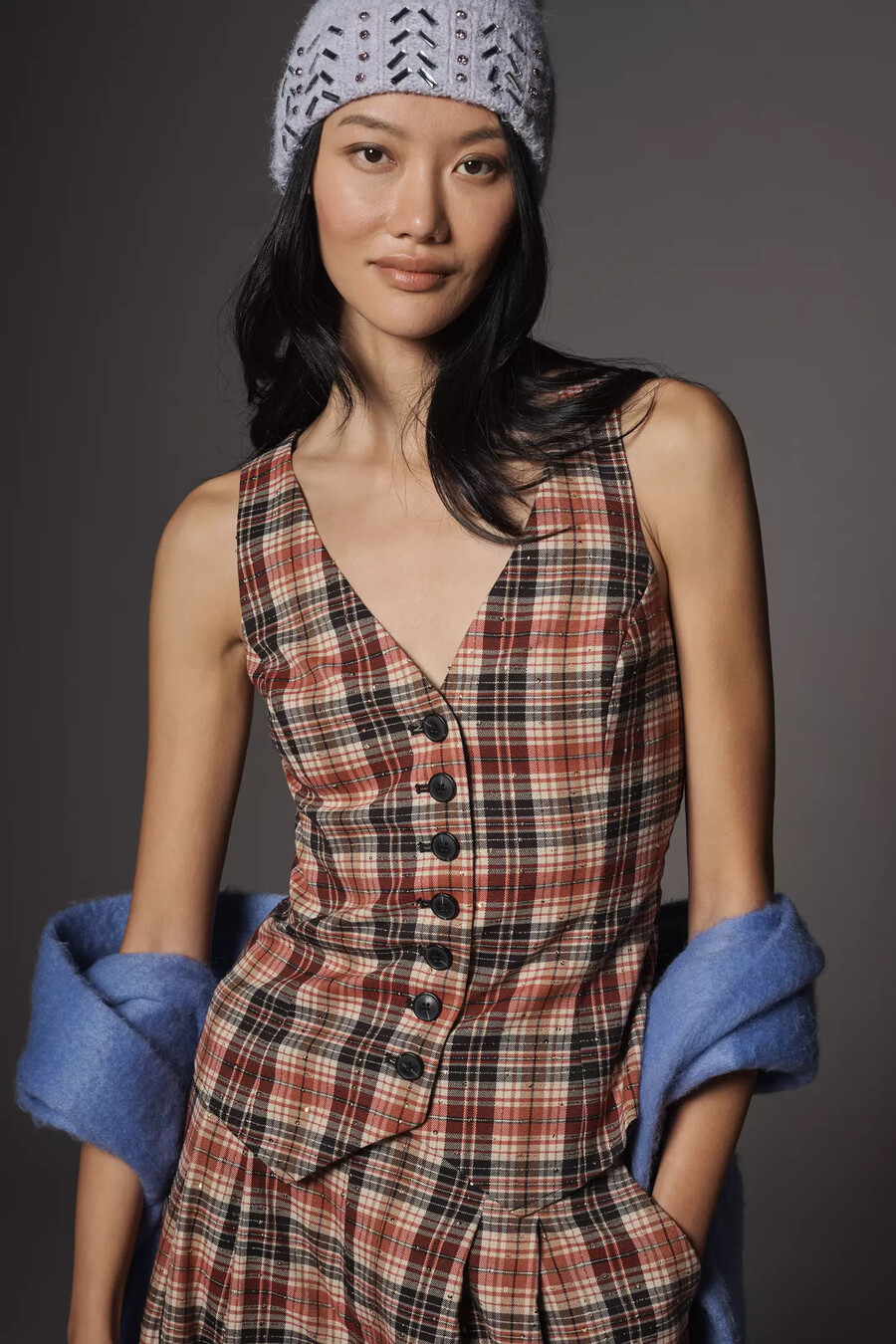 the halsey slim button-front vest