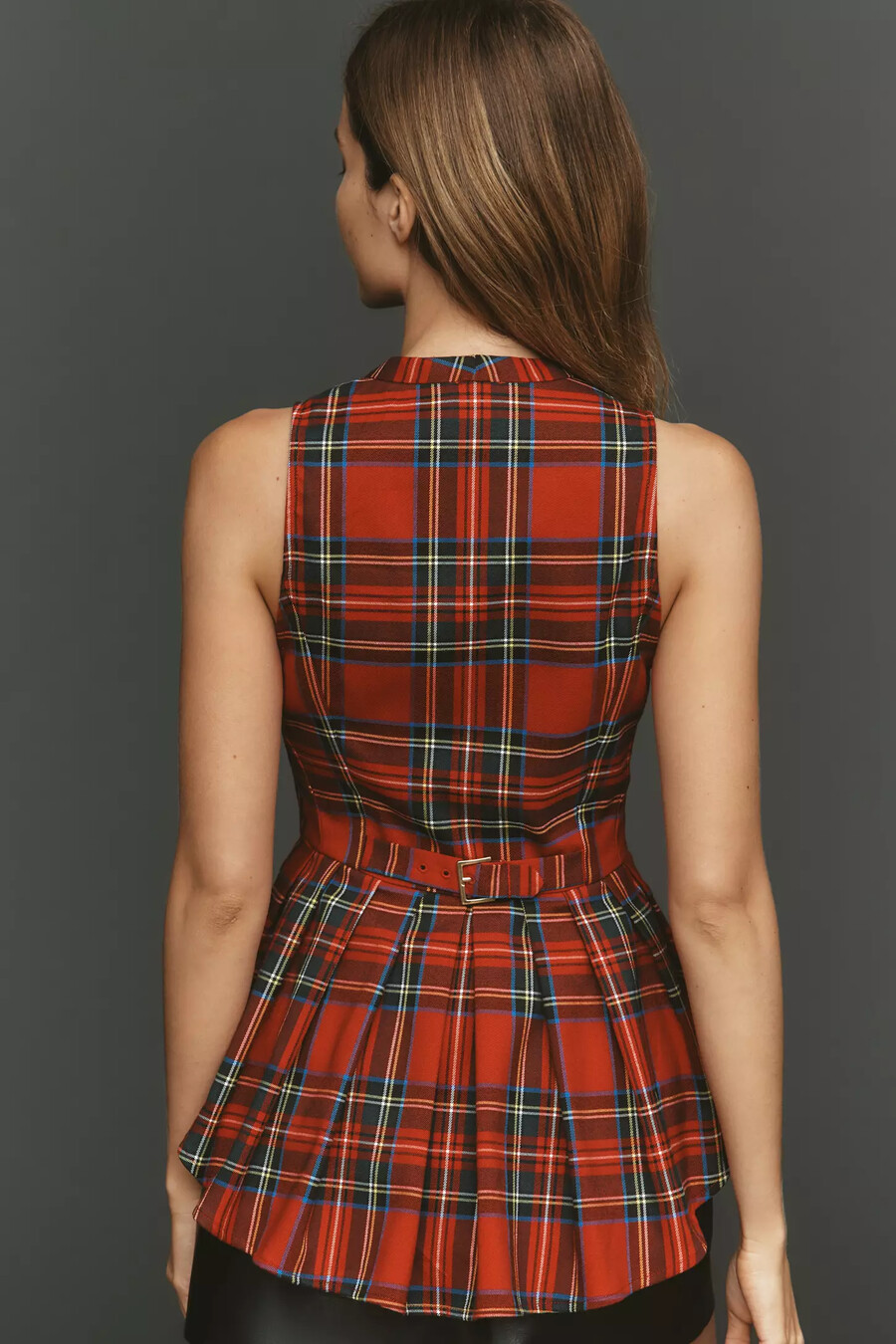 maeve waisted zip-front sleeveless top