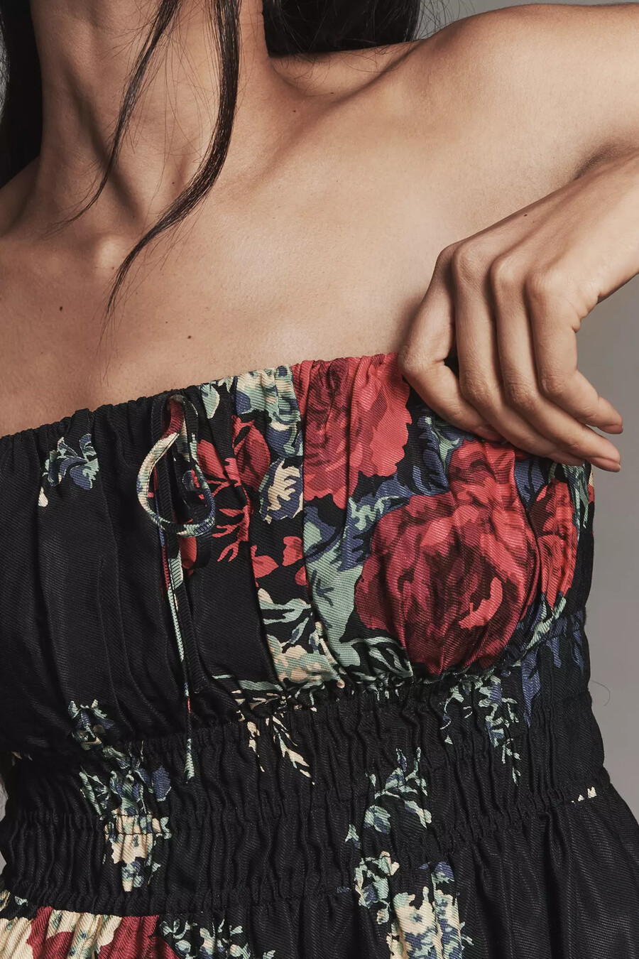 the somerset strapless silky blouse