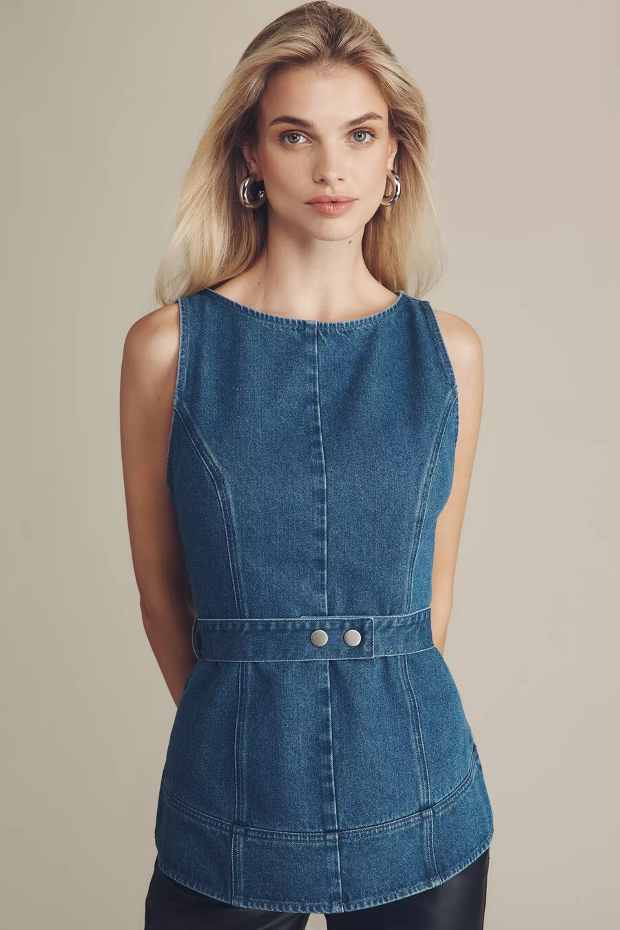 mare mare sleeveless denim belted top