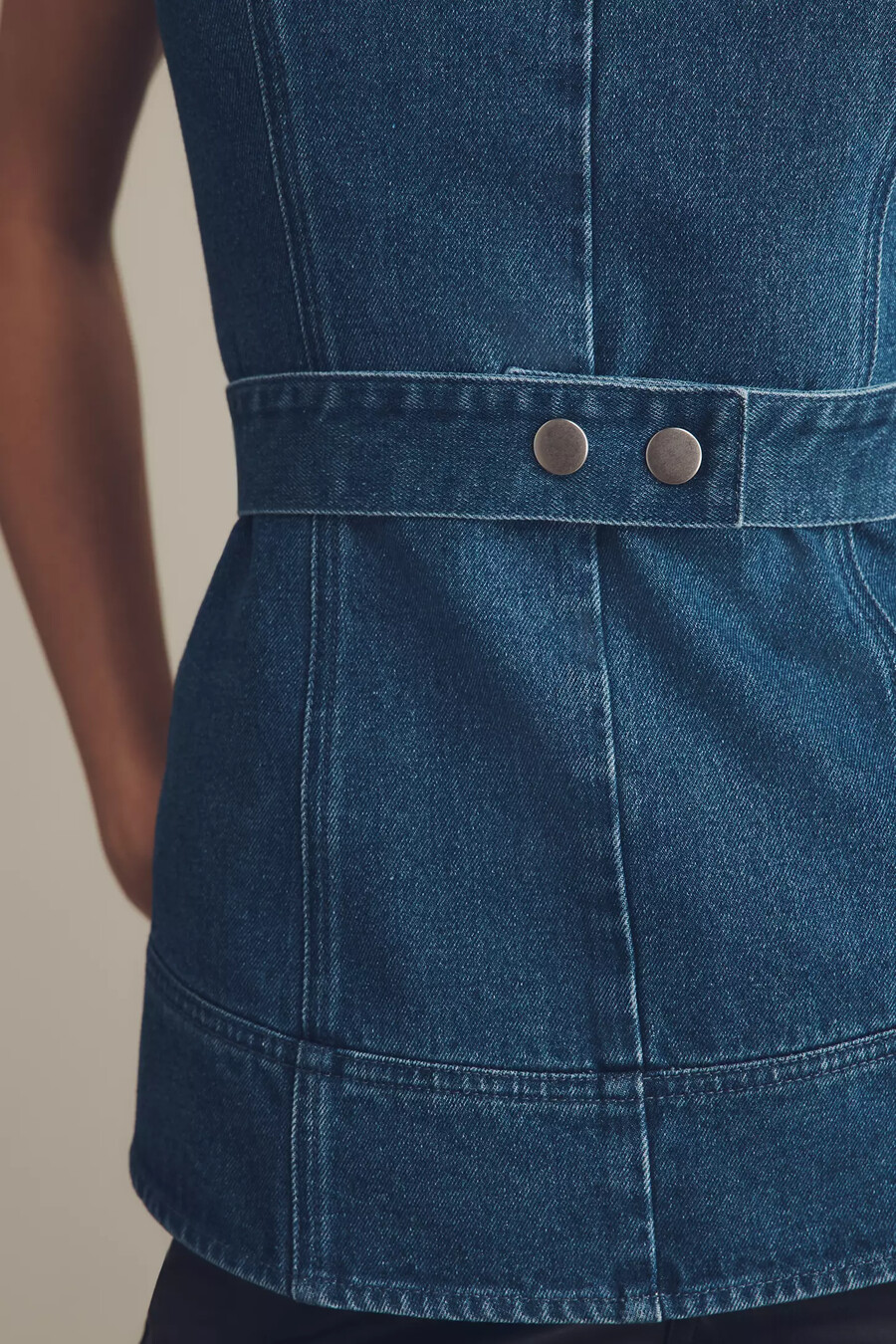 mare mare sleeveless denim belted top