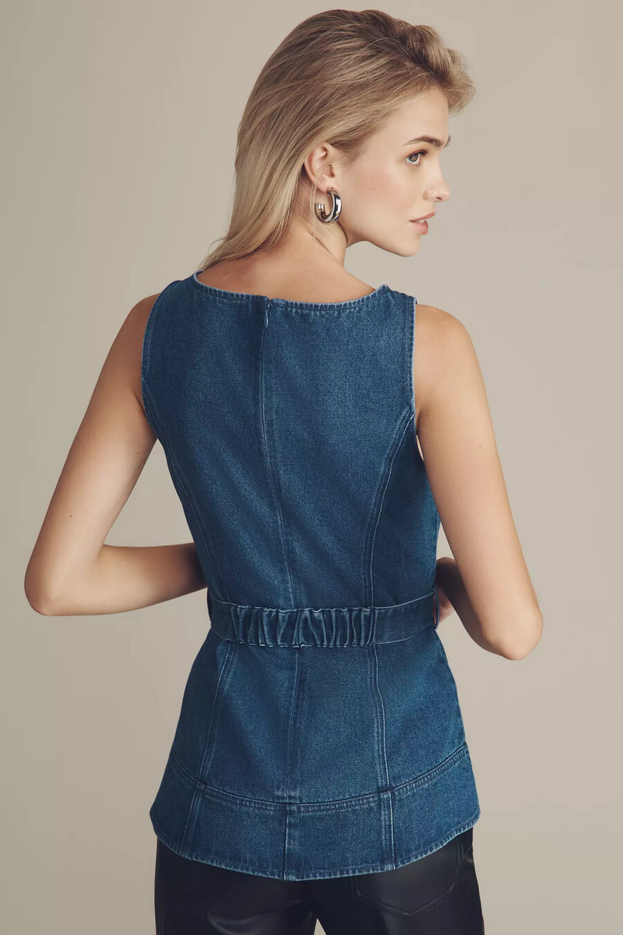 mare mare sleeveless denim belted top
