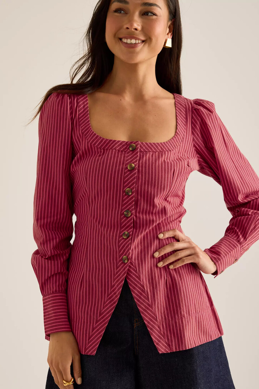 damson madder clare square-neck blouse