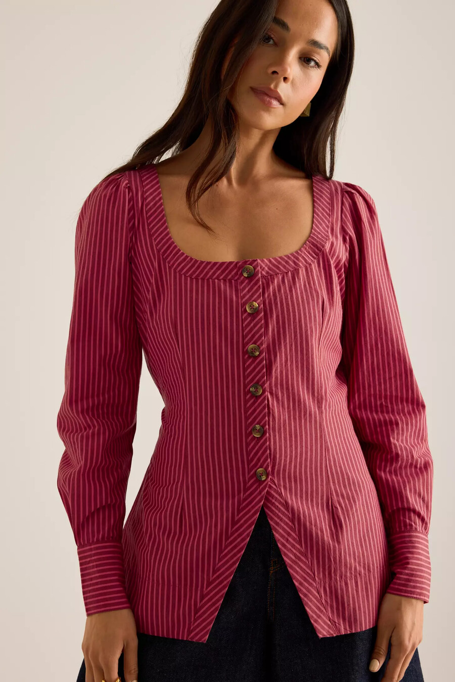 damson madder clare square-neck blouse