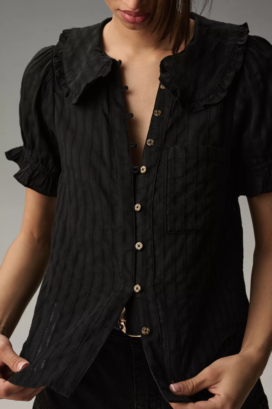 the keira collared button-front blouse by pilcro