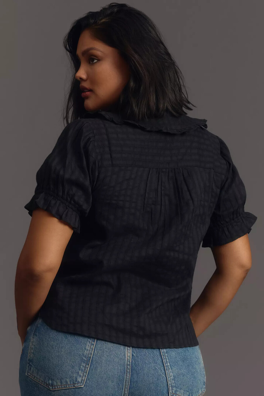 the keira collared button-front blouse by pilcro