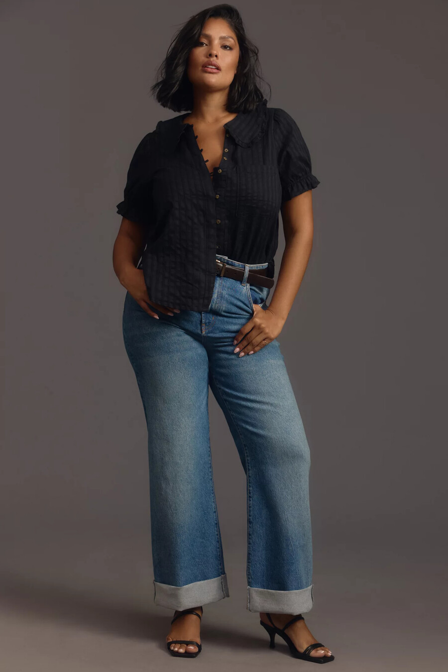 the keira collared button-front blouse by pilcro