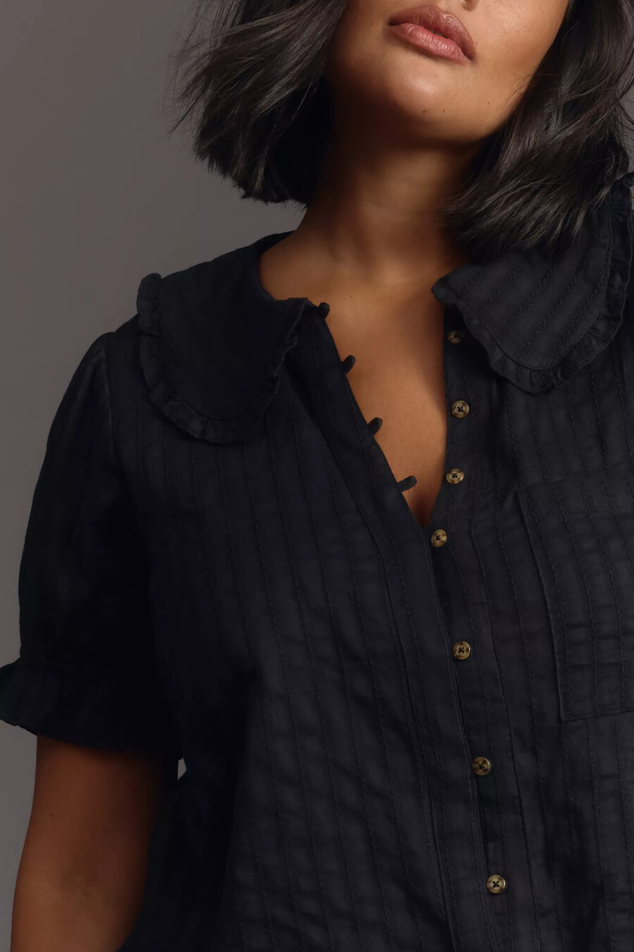 the keira collared button-front blouse by pilcro