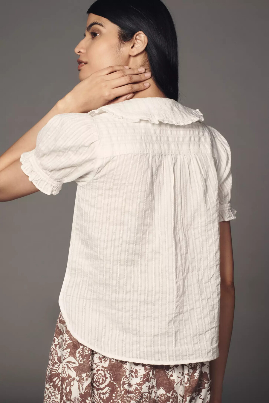 the keira collared button-front blouse by pilcro