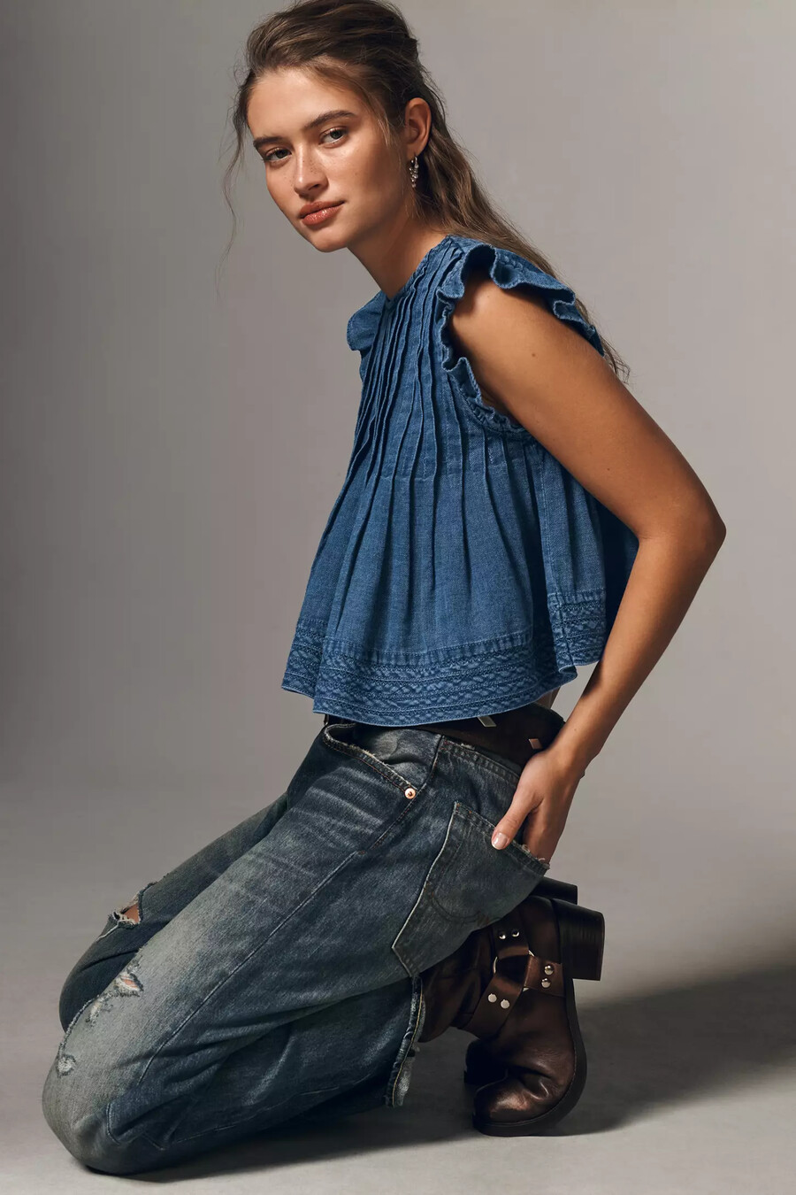 the jade denim swing top by pilcro