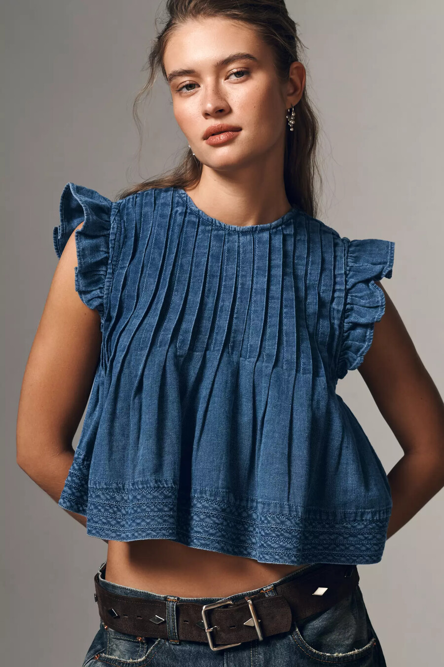 the jade denim swing top by pilcro