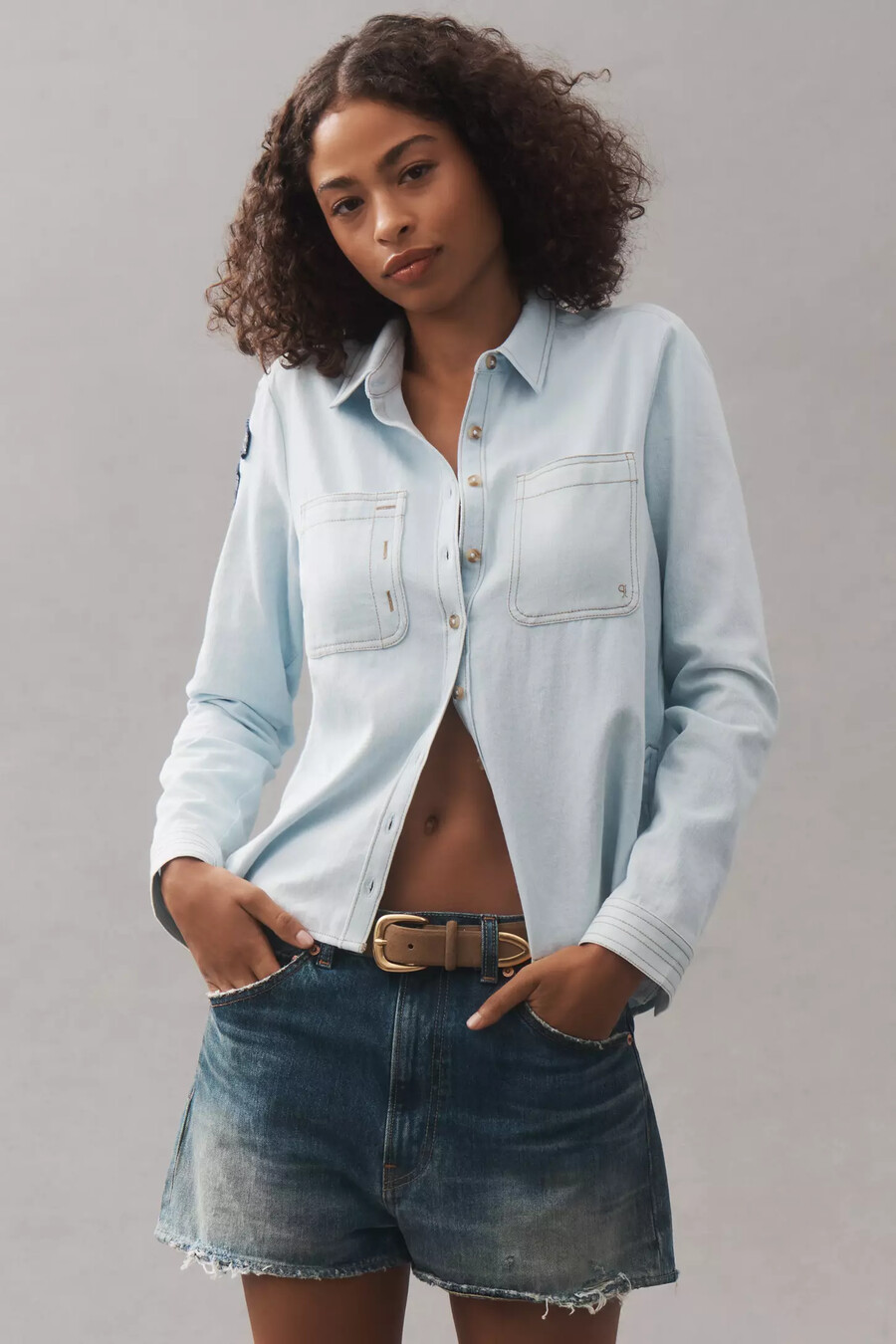 pilcro buttondown patch shirt