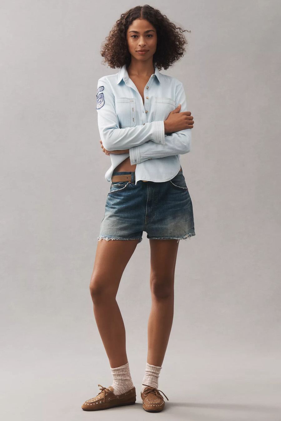 pilcro buttondown patch shirt