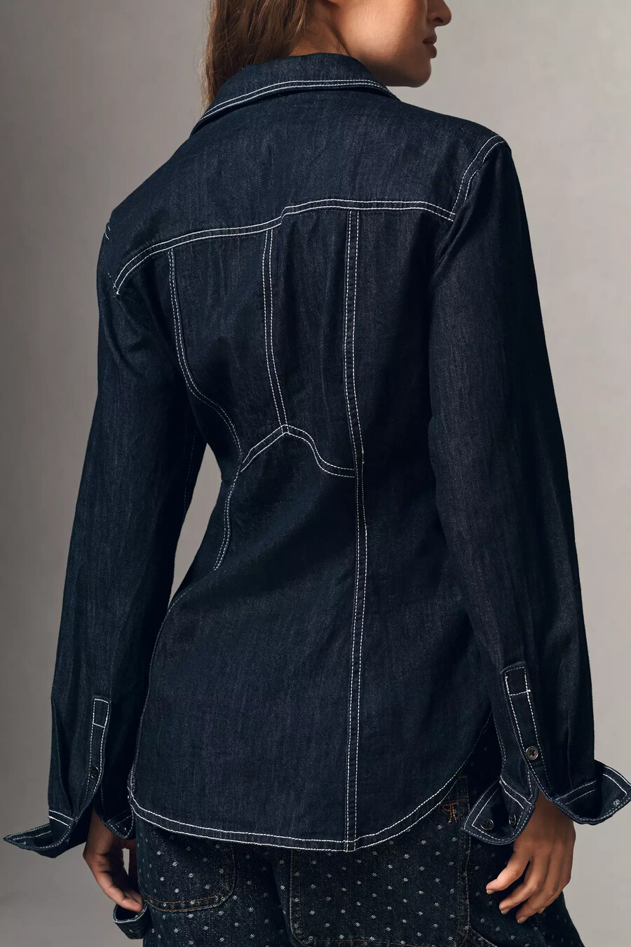 pilcro long-sleeve denim buttondown shirt