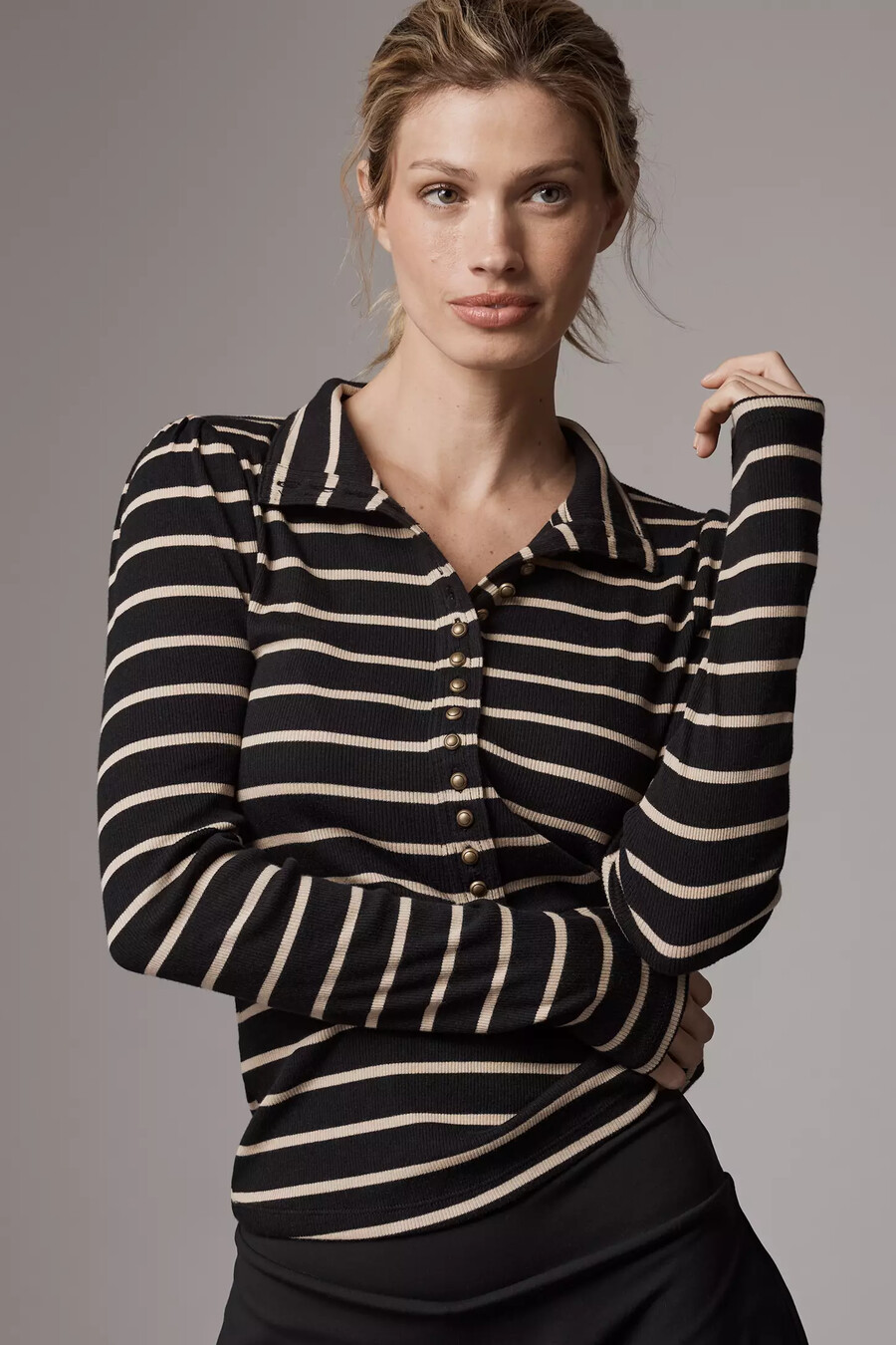pilcro slim buttondown long-sleeve top