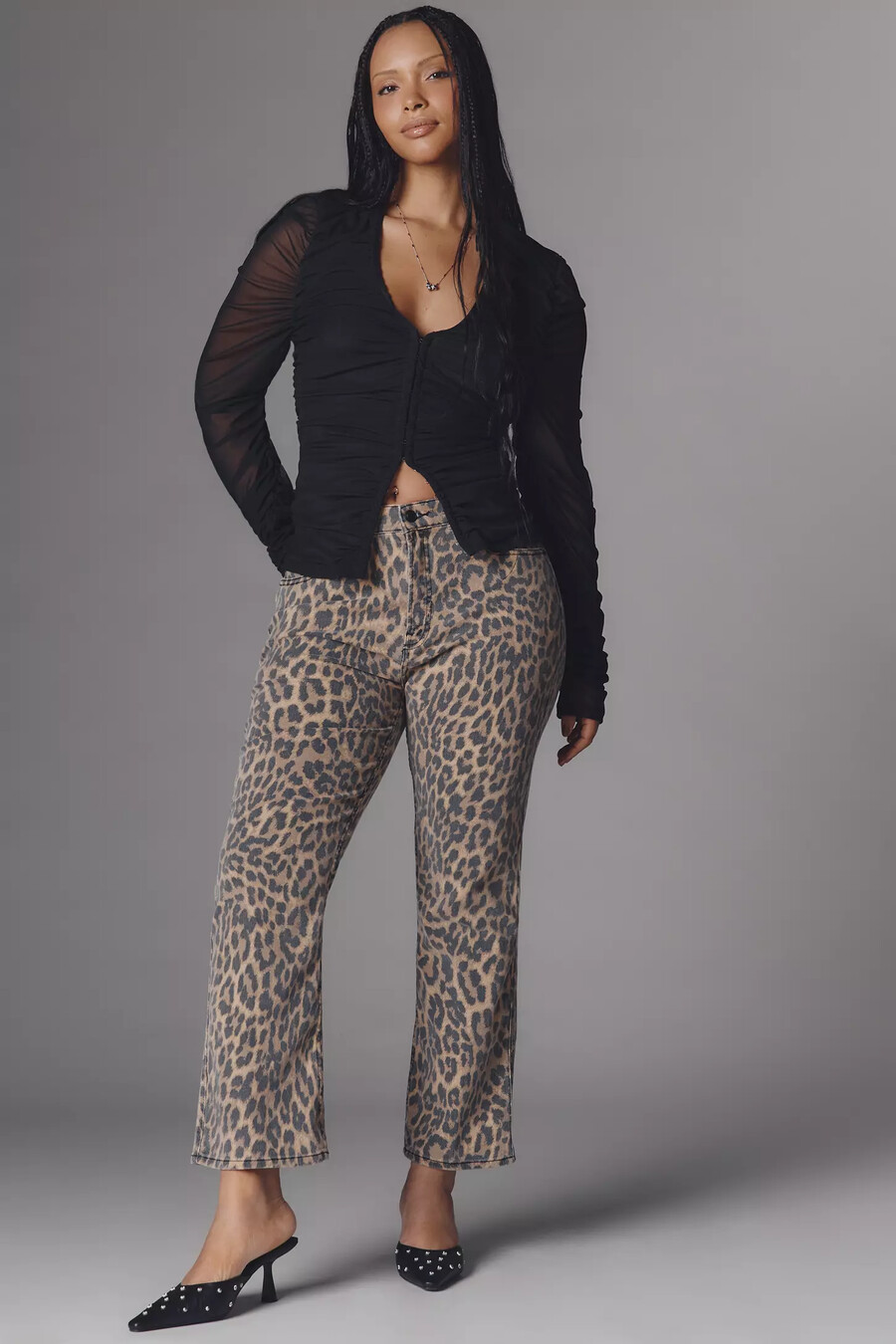 maeve ruched long-sleeve v-neck top