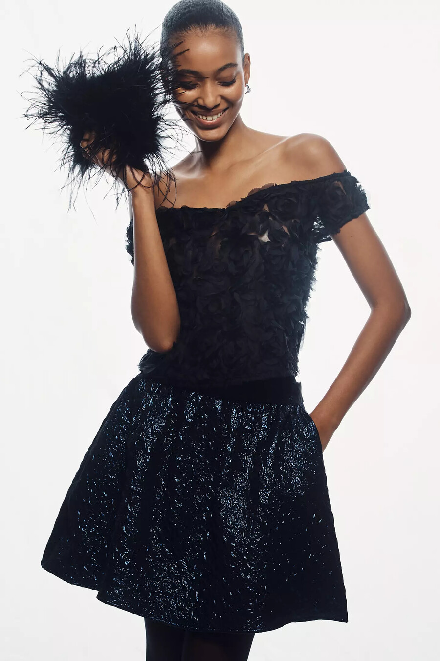 maeve off-the-shoulder rosette top
