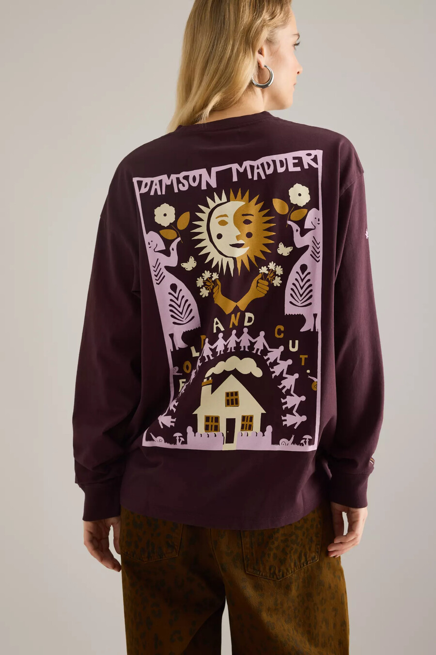 damson madder paper cut gals long-sleeve t-shirt