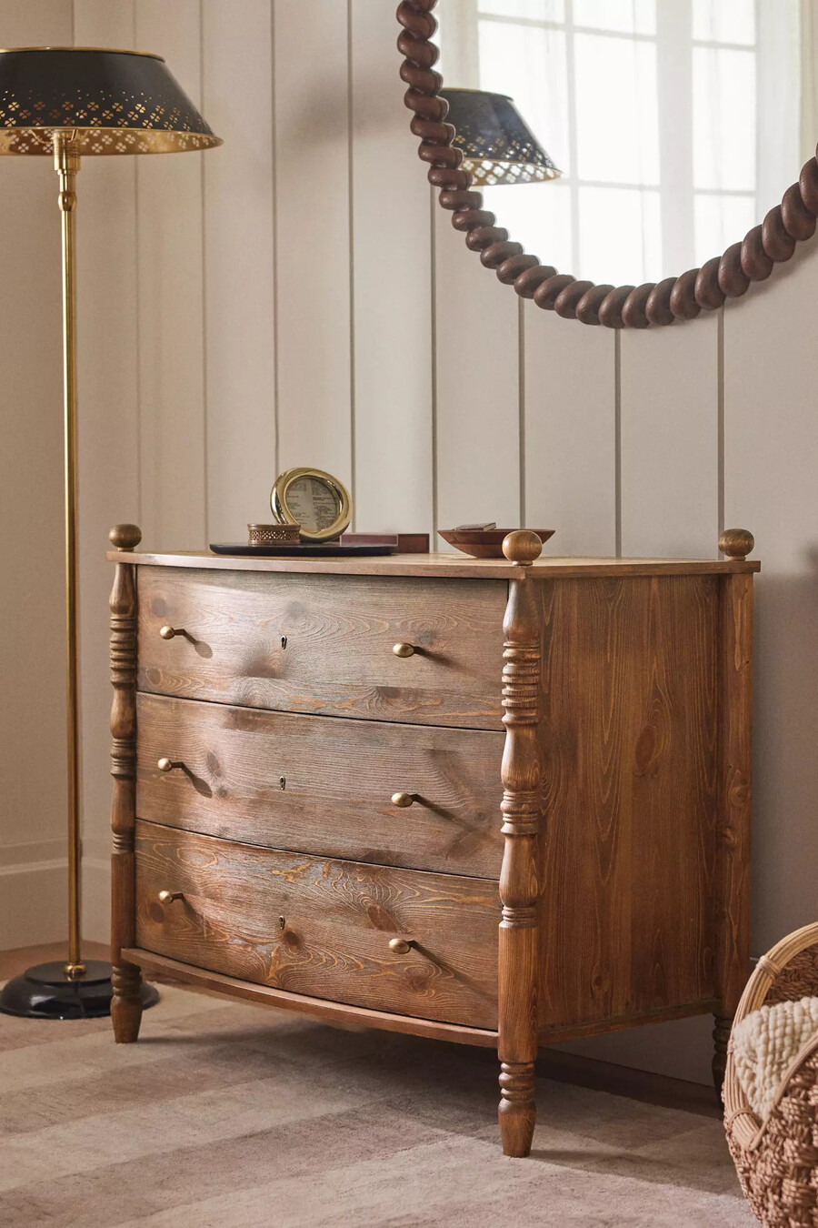 spindle three-drawer chest of drawers