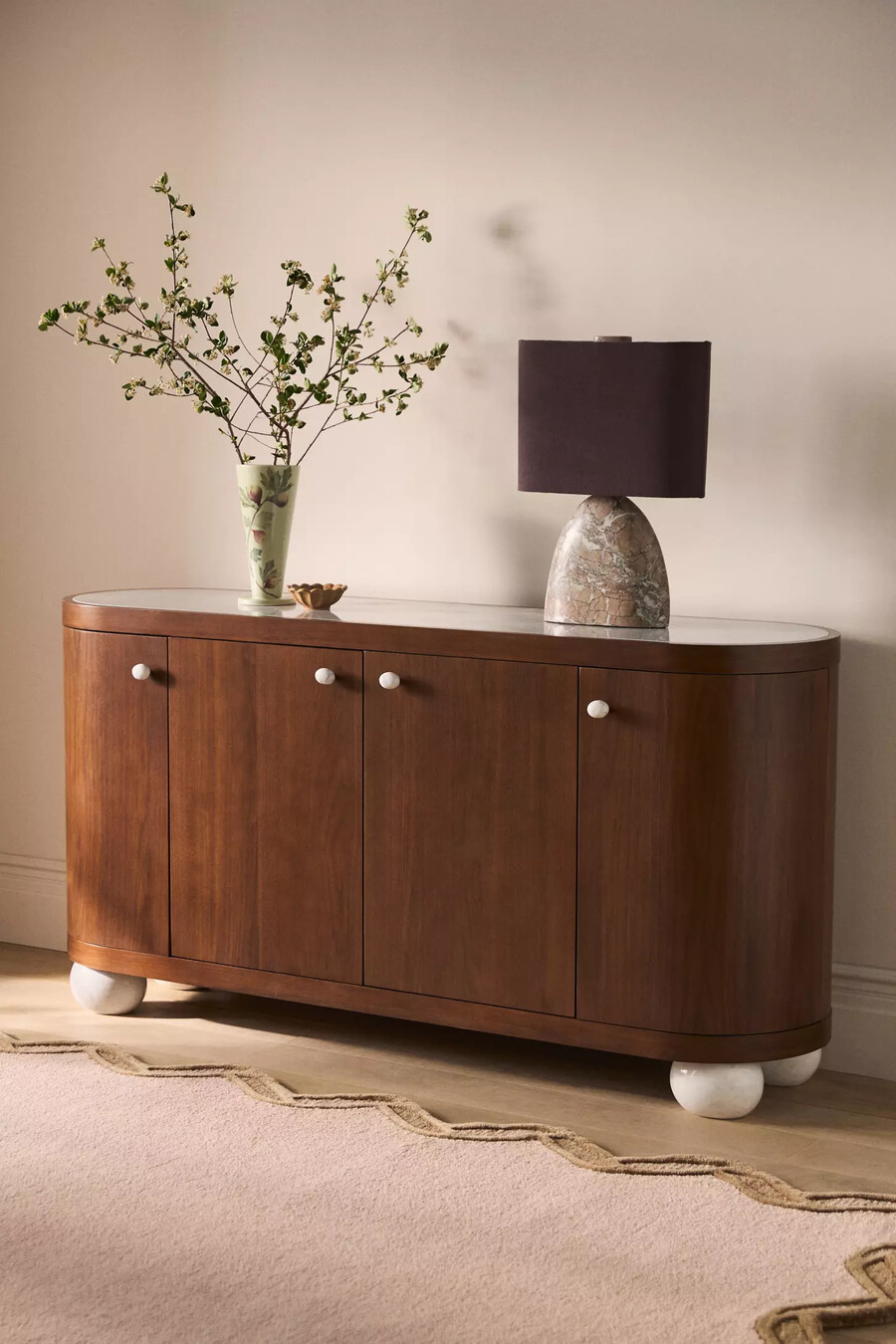 vivienne 68 marble top wood sideboard