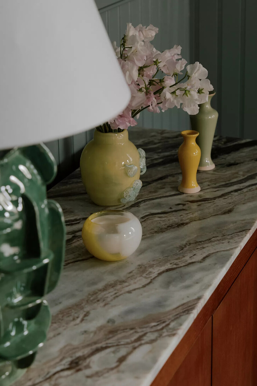 brentley rectangular marble top sideboard