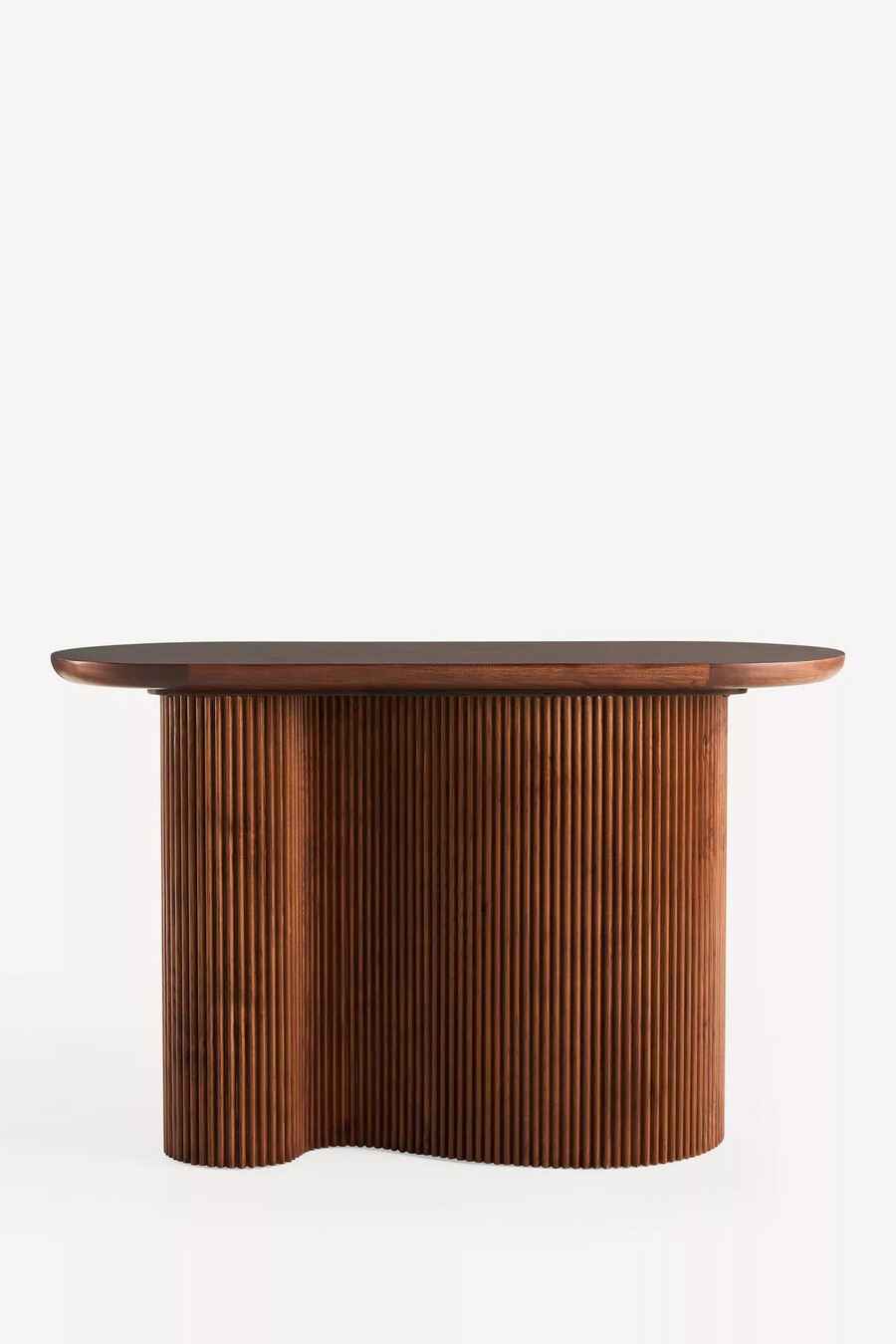 scout burl wood fluted console table
