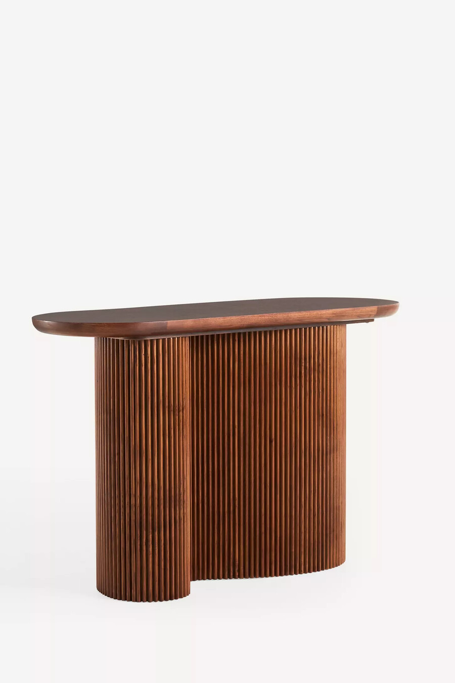 scout burl wood fluted console table