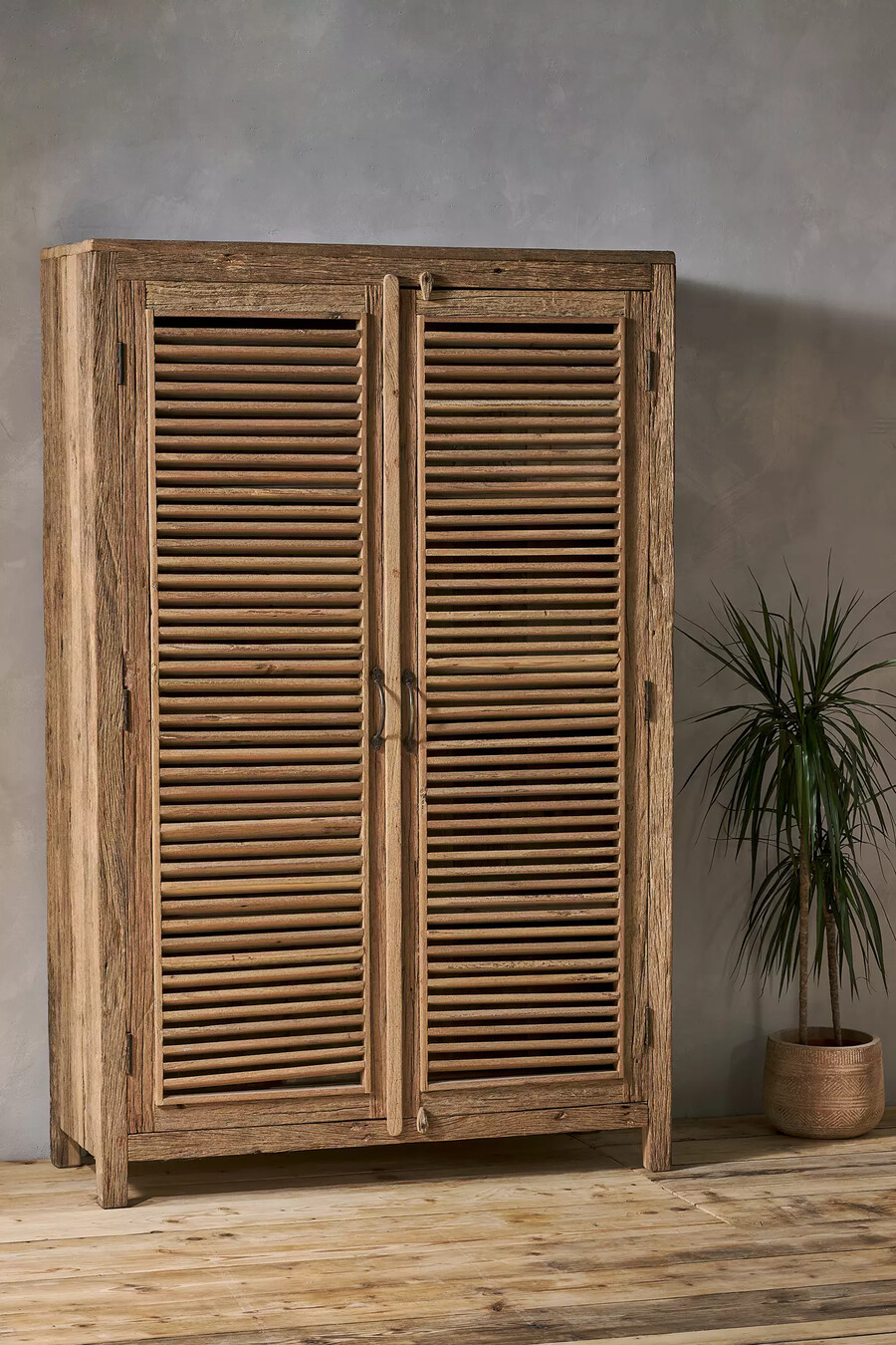 nkuku ibo reclaimed wooden slatted cabinet