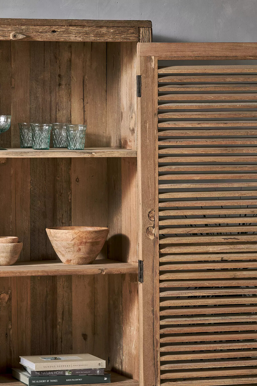 nkuku ibo reclaimed wooden slatted cabinet