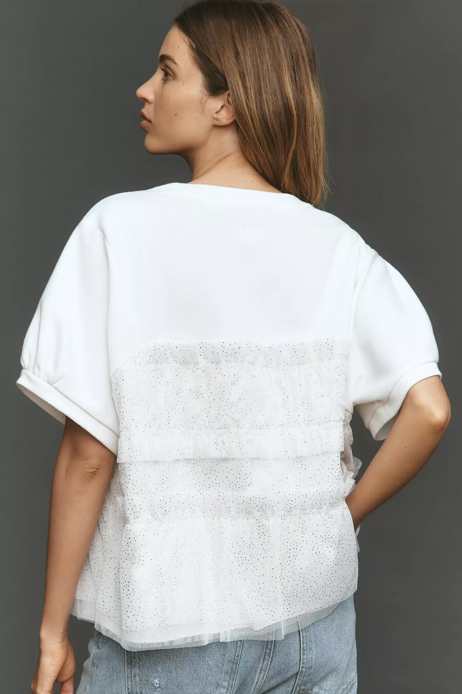 maeve short-sleeve smocked ruffled top