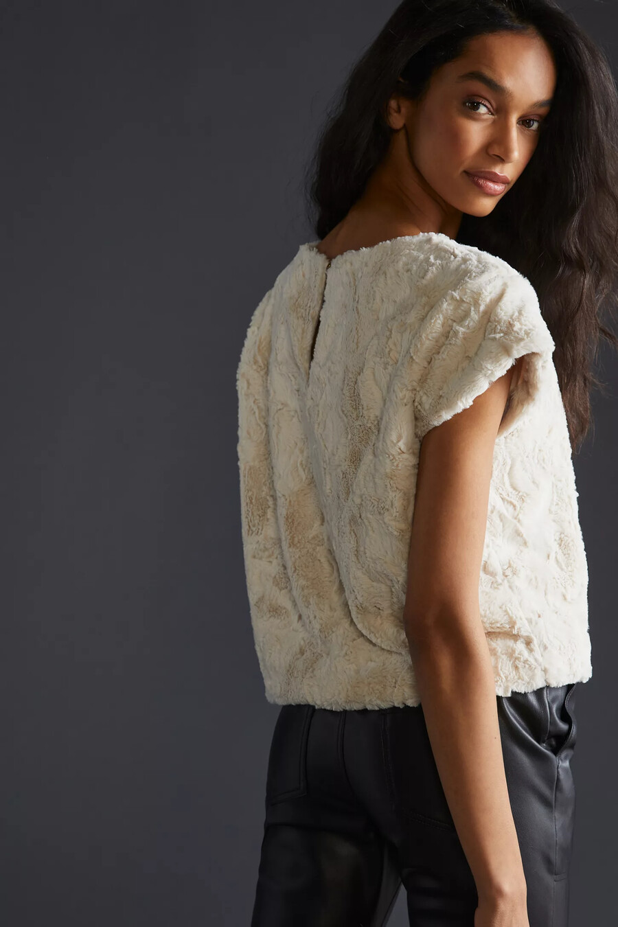 maeve faux fur t-shirt
