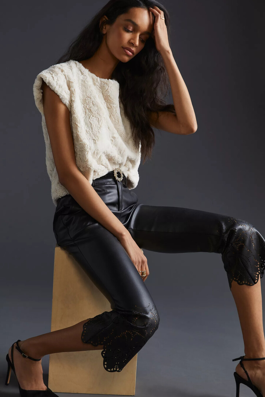 maeve faux fur t-shirt